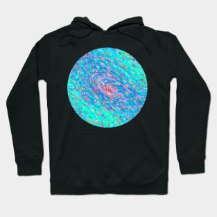 Abstract Fractal Wave Spiral Galaxy Turquoise Royal Blue Aqua Marbled Pattern Swirl Natural Flow Hoodie